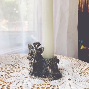 Fairy candle holder - silver/pewter(?)